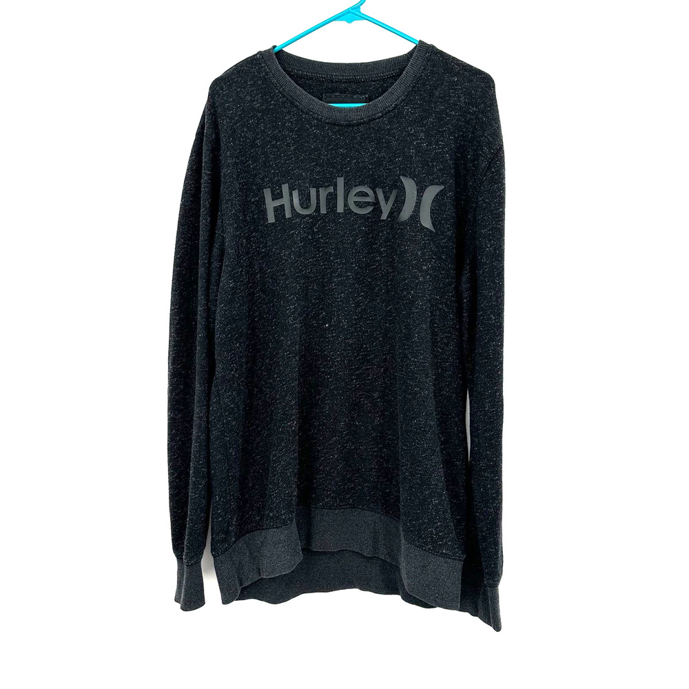 Hurley size XL mens pullover style sweater dark gray black cotton blend
